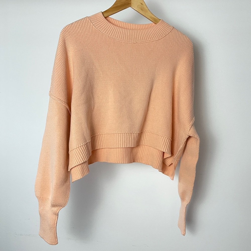 Free People Easy Street Crop Peach Sweater Size S